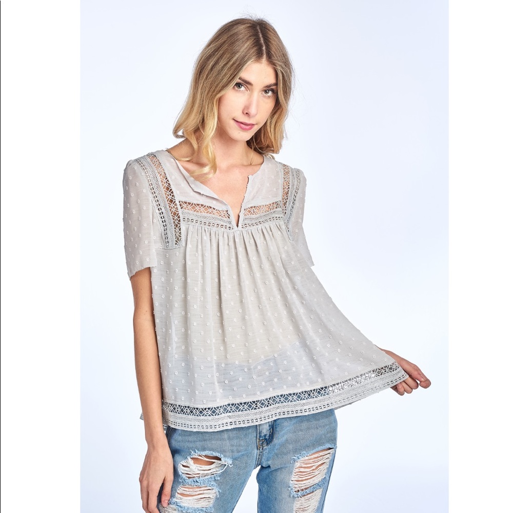 STITCH FIX: Le Reve Lace Blouse Top